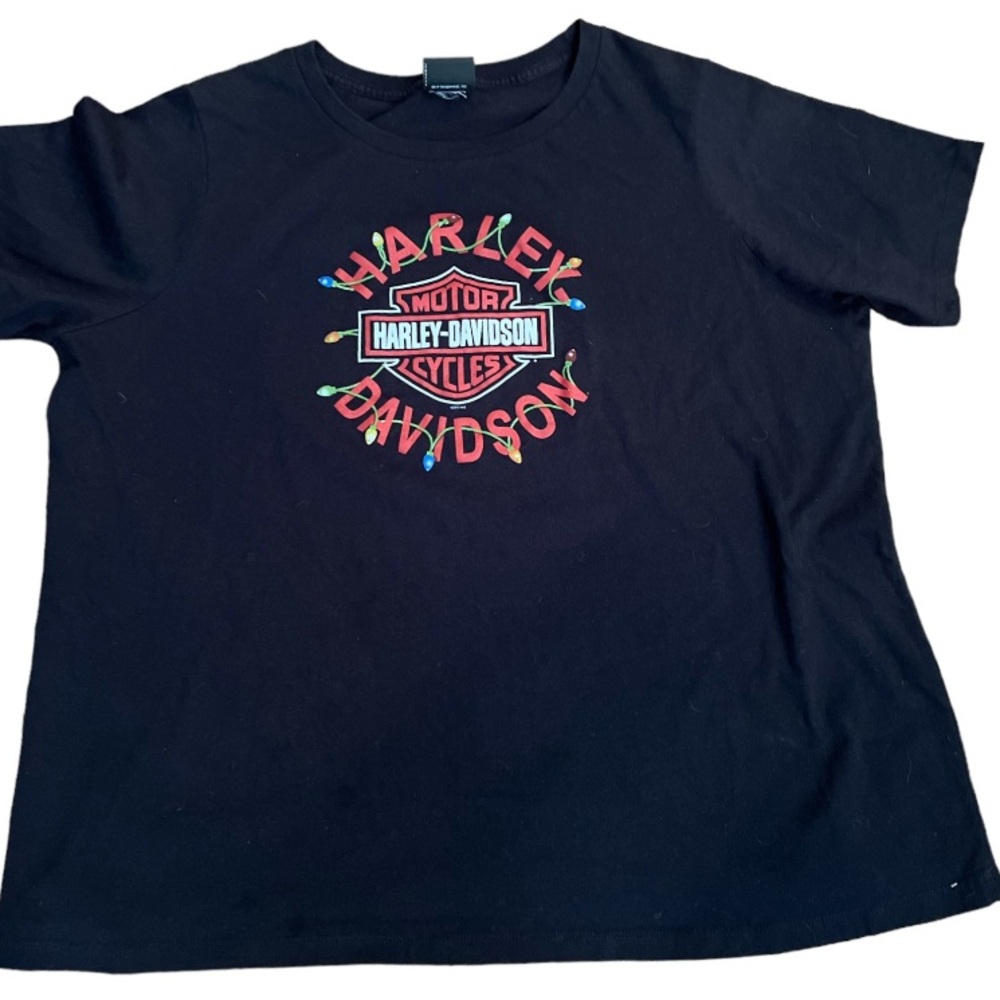 Harley Davidson Athens, Ga T-Shirt Black With Christmas Lights Size XL